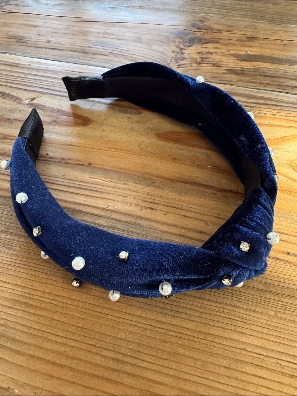 Pearl & Crystal Embellished Navy Headband